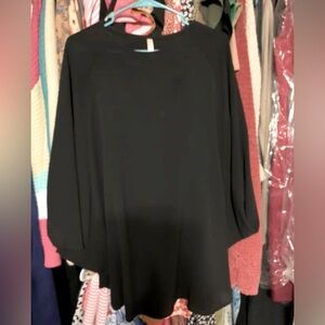 Elegant Black Poncho Style Dressy Top